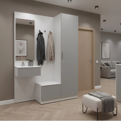 Набор мебели для прихожей "Марсель-105" МР 01-105 В2160 Ш1500 Г420 (ЛДСП Шиншилла серая)